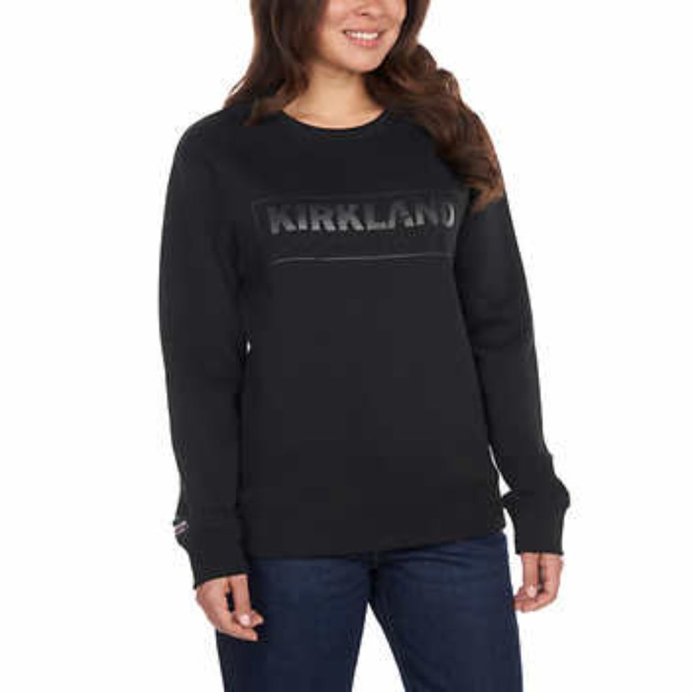 Kirkland Signature Unisex Logo Black Crewneck NWT Size Men's S/Ladies' M